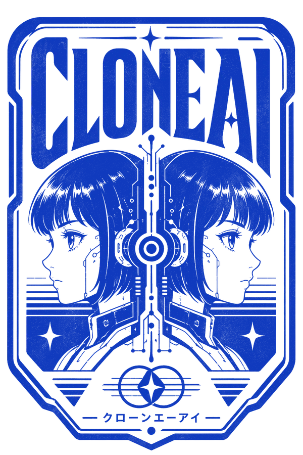 Emblema CLONEAI — gêmeas andróides